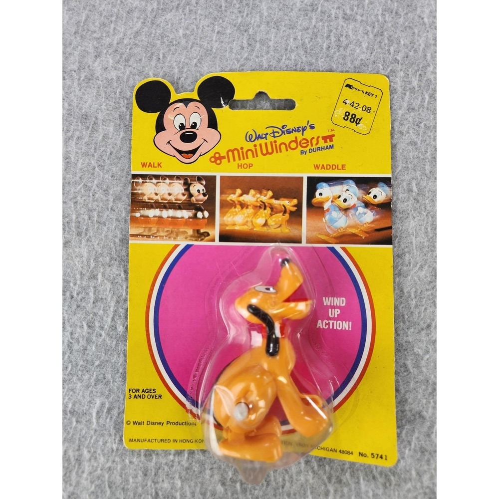 Vintage Pluto Wind Up Walt Disney Toy Figure Durham Mini Winders Jumping Hopping